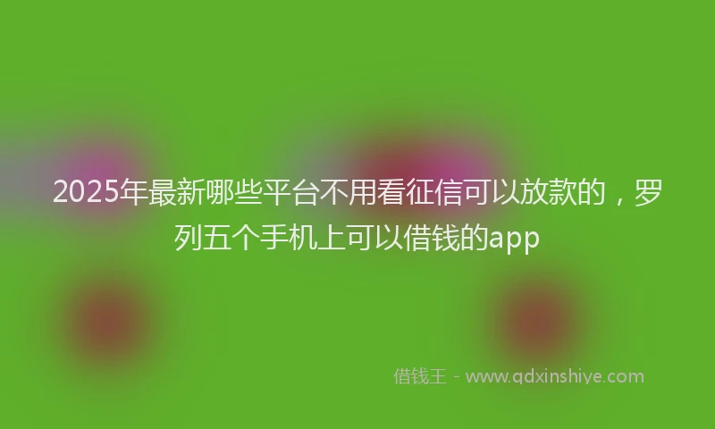 2025年最新哪些平台不用看征信可以放款的，罗列五个手机上可以借钱的app