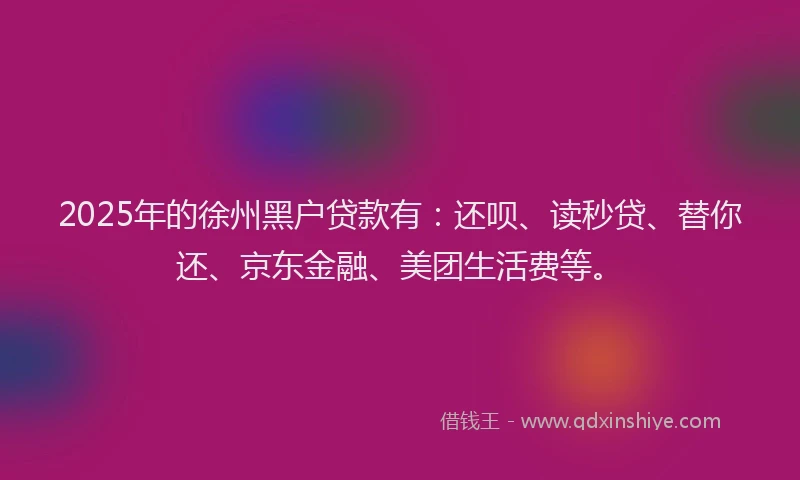 2025年的徐州黑户贷款有：还呗、读秒贷、替你还、京东金融、美团生活费等。