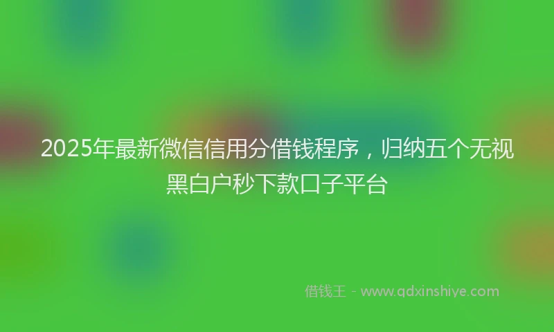2025年最新微信信用分借钱程序，归纳五个无视黑白户秒下款口子平台