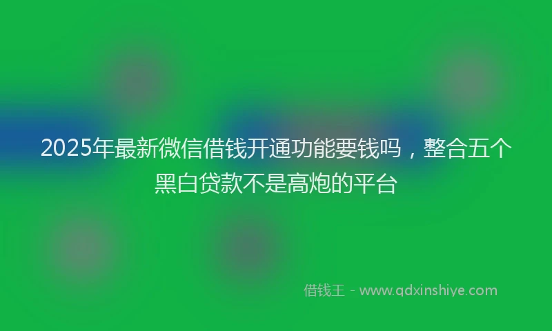 2025年最新微信借钱开通功能要钱吗，整合五个黑白贷款不是高炮的平台