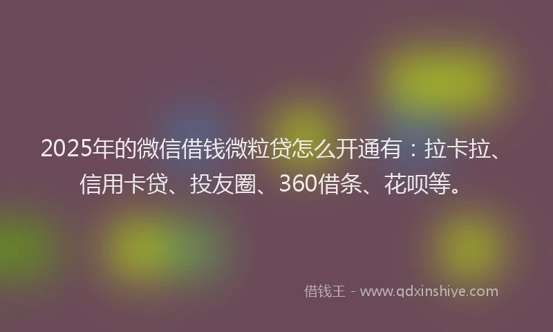 2025年的微信借钱微粒贷怎么开通有：拉卡拉、信用卡贷、投友圈、360借条、花呗等。