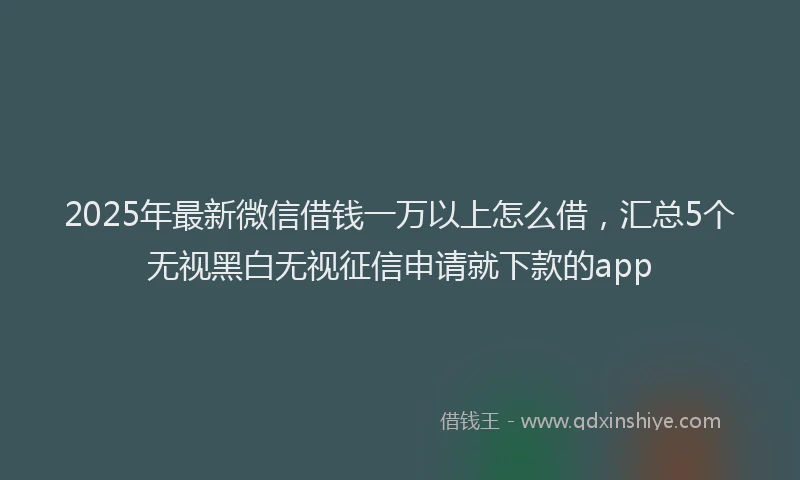2025年最新微信借钱一万以上怎么借，汇总5个无视黑白无视征信申请就下款的app