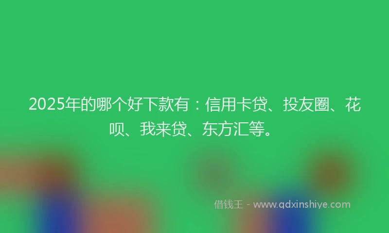 2025年的哪个好下款有：信用卡贷、投友圈、花呗、我来贷、东方汇等。