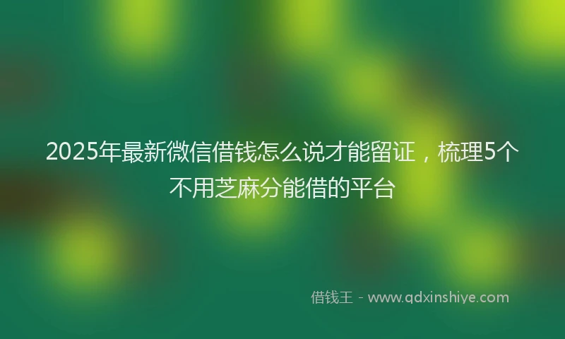 2025年最新微信借钱怎么说才能留证，梳理5个不用芝麻分能借的平台