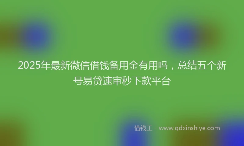 2025年最新微信借钱备用金有用吗，总结五个新号易贷速审秒下款平台