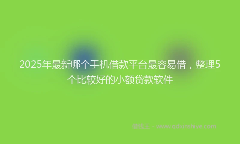 2025年最新哪个手机借款平台最容易借，整理5个比较好的小额贷款软件