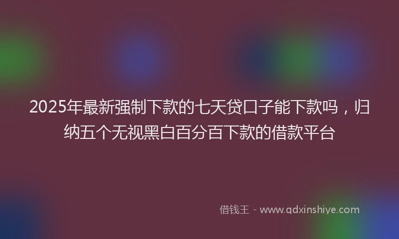 2025年最新强制下款的七天贷口子能下款吗，归纳五个无视黑白百分百下款的借款平台