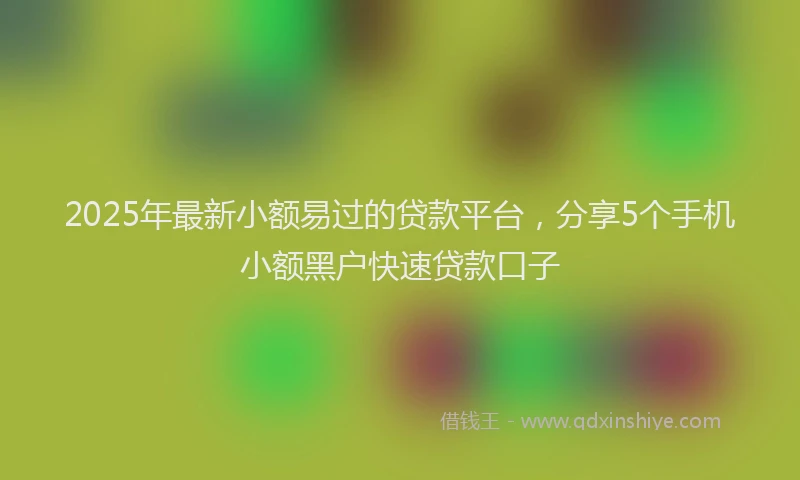 2025年最新小额易过的贷款平台，分享5个手机小额黑户快速贷款口子