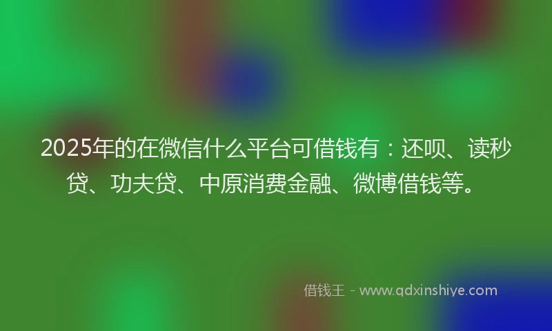 2025年的在微信什么平台可借钱有：还呗、读秒贷、功夫贷、中原消费金融、微博借钱等。