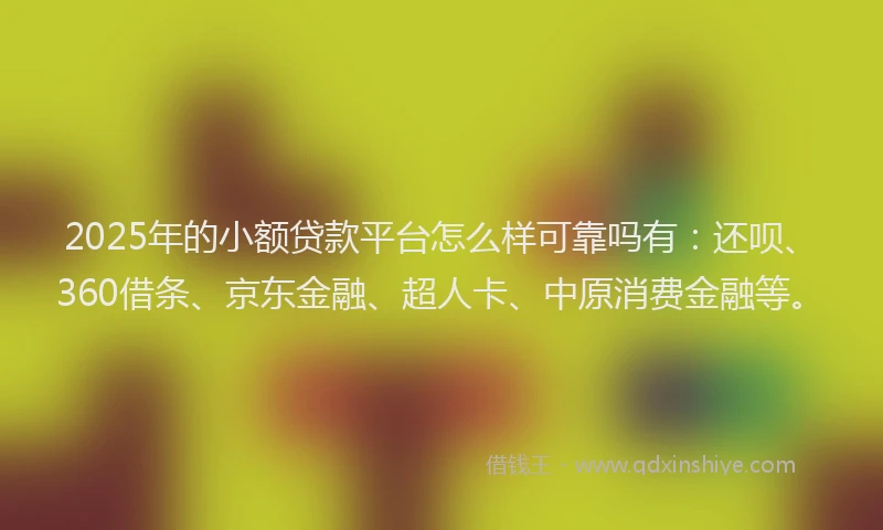 2025年的小额贷款平台怎么样可靠吗有：还呗、360借条、京东金融、超人卡、中原消费金融等。