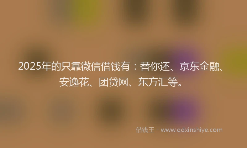 2025年的只靠微信借钱有：替你还、京东金融、安逸花、团贷网、东方汇等。