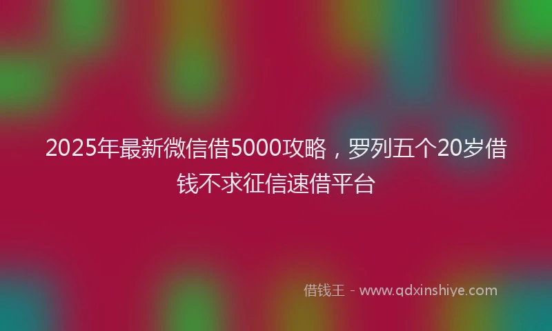 2025年最新微信借5000攻略，罗列五个20岁借钱不求征信速借平台