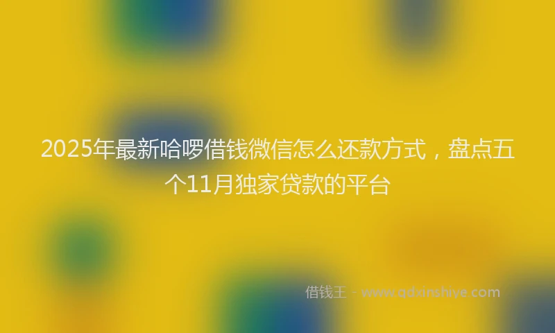 2025年最新哈啰借钱微信怎么还款方式，盘点五个11月独家贷款的平台