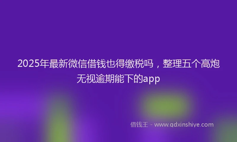 2025年最新微信借钱也得缴税吗，整理五个高炮无视逾期能下的app