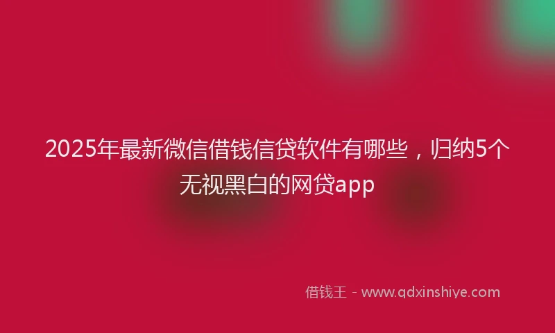 2025年最新微信借钱信贷软件有哪些，归纳5个无视黑白的网贷app