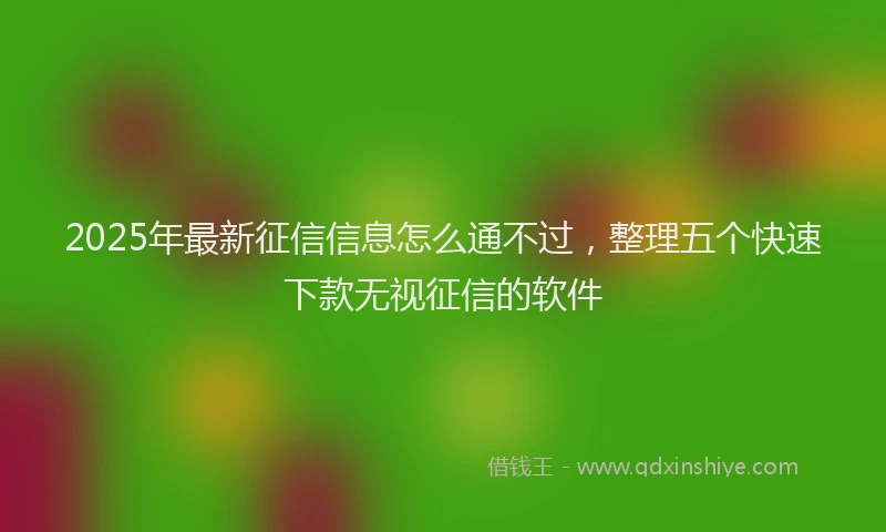 2025年最新征信信息怎么通不过，整理五个快速下款无视征信的软件