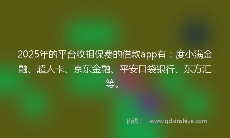 2025年的平台收担保费的借款app有：度小满金融、超人卡、京东金融、平安口袋银行、东方汇等。