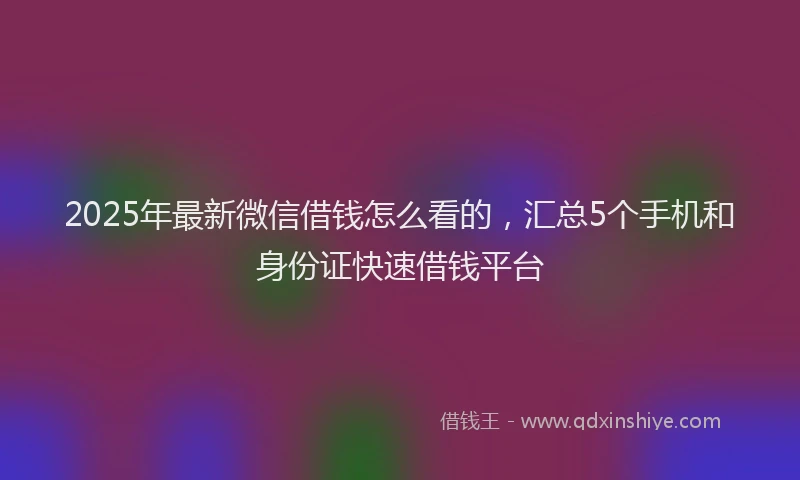 2025年最新微信借钱怎么看的，汇总5个手机和身份证快速借钱平台