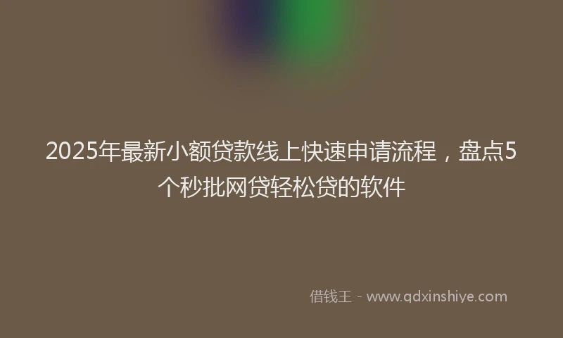 2025年最新小额贷款线上快速申请流程，盘点5个秒批网贷轻松贷的软件