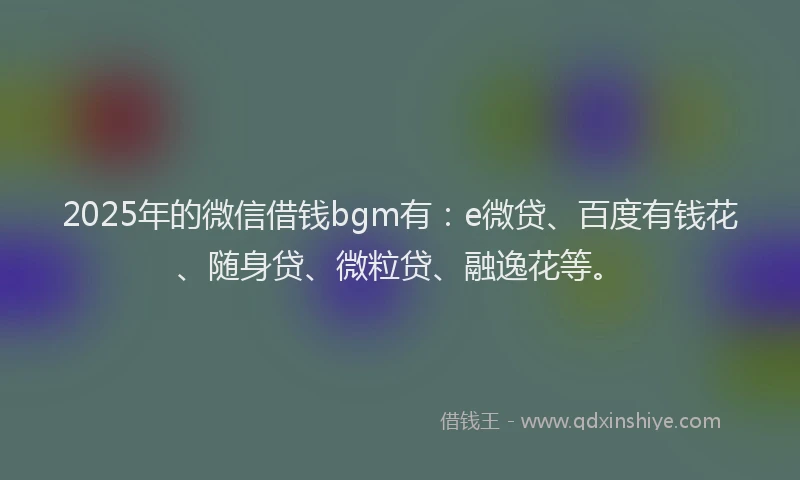 2025年的微信借钱bgm有：e微贷、百度有钱花、随身贷、微粒贷、融逸花等。
