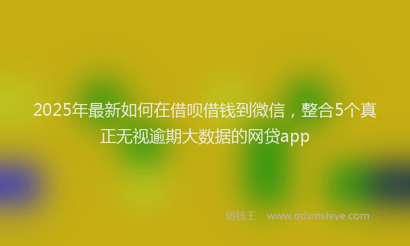 2025年最新如何在借呗借钱到微信，整合5个真正无视逾期大数据的网贷app
