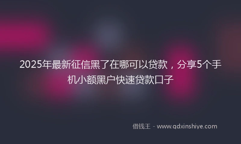 2025年最新征信黑了在哪可以贷款，分享5个手机小额黑户快速贷款口子