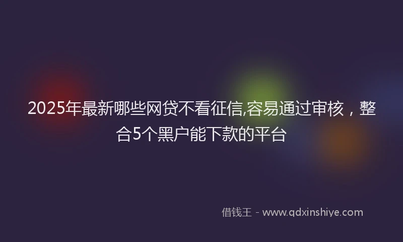 2025年最新哪些网贷不看征信,容易通过审核，整合5个黑户能下款的平台