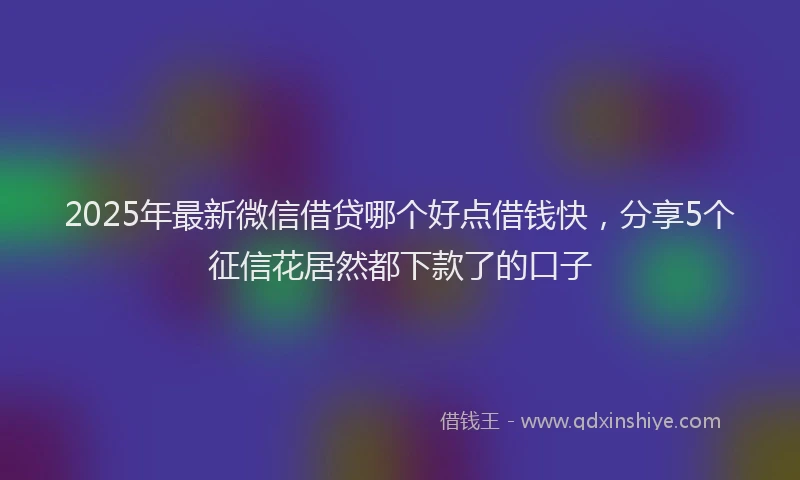 2025年最新微信借贷哪个好点借钱快，分享5个征信花居然都下款了的口子