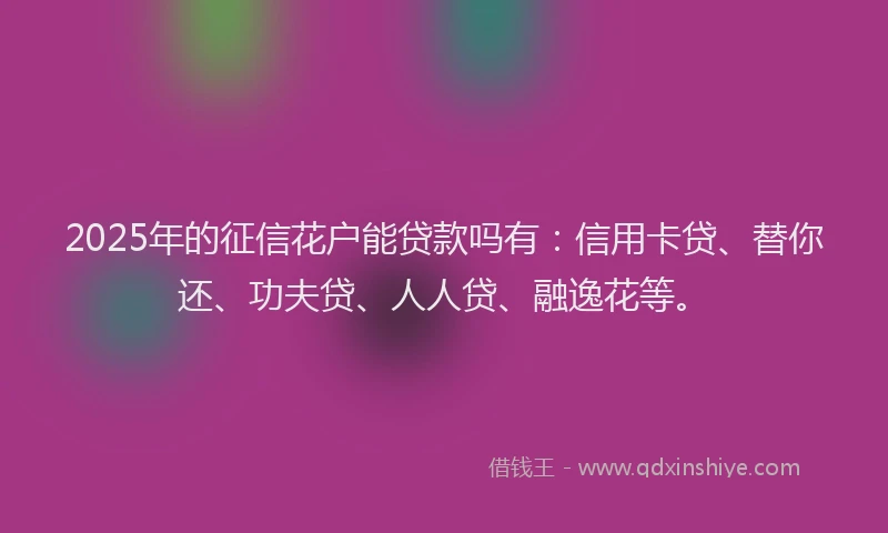 2025年的征信花户能贷款吗有：信用卡贷、替你还、功夫贷、人人贷、融逸花等。