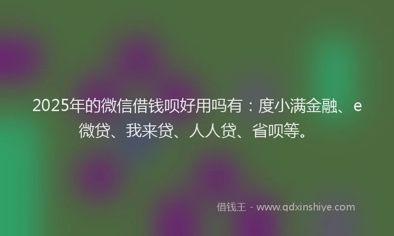 2025年的微信借钱呗好用吗有：度小满金融、e微贷、我来贷、人人贷、省呗等。