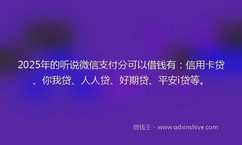 2025年的听说微信支付分可以借钱有：信用卡贷、你我贷、人人贷、好期贷、平安i贷等。