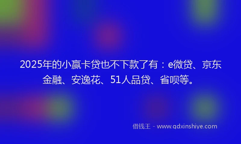 2025年的小赢卡贷也不下款了有：e微贷、京东金融、安逸花、51人品贷、省呗等。