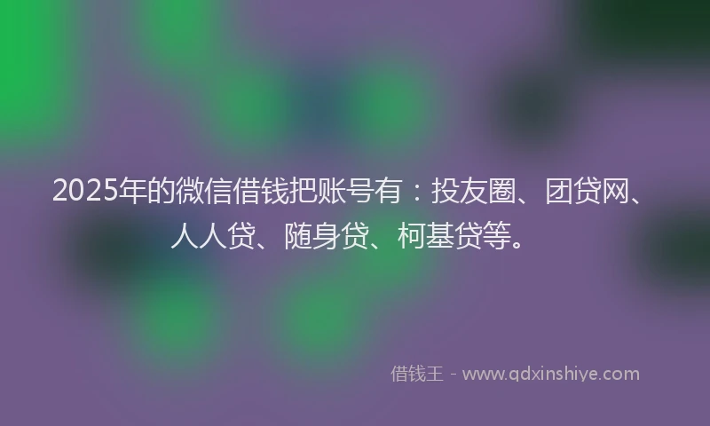 2025年的微信借钱把账号有：投友圈、团贷网、人人贷、随身贷、柯基贷等。