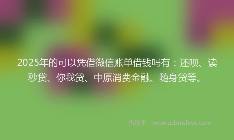 2025年的可以凭借微信账单借钱吗有：还呗、读秒贷、你我贷、中原消费金融、随身贷等。