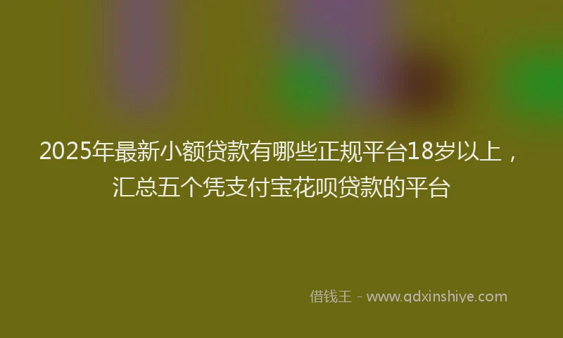 2025年最新小额贷款有哪些正规平台18岁以上，汇总五个凭支付宝花呗贷款的平台