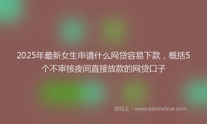 2025年最新女生申请什么网贷容易下款，概括5个不审核夜间直接放款的网贷口子
