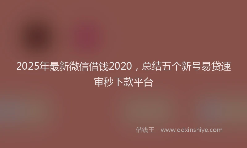 2025年最新微信借钱2020，总结五个新号易贷速审秒下款平台