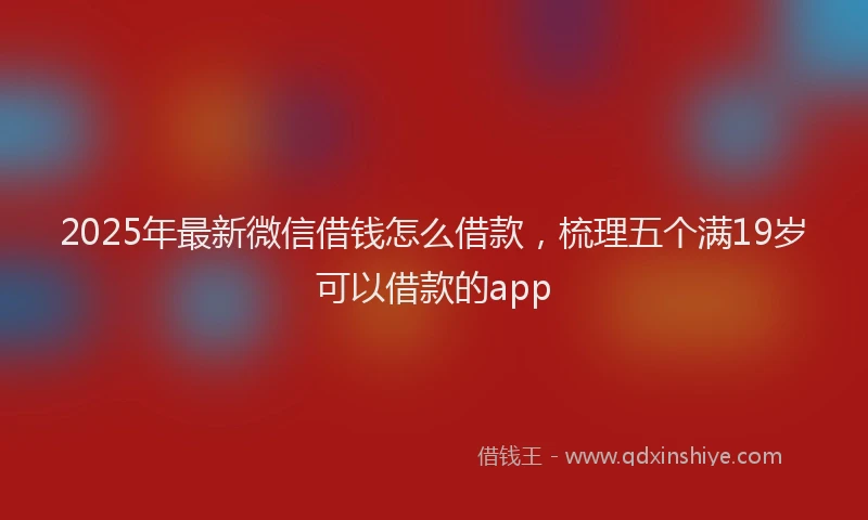 2025年最新微信借钱怎么借款，梳理五个满19岁可以借款的app