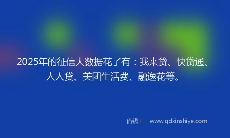 2025年的征信大数据花了有：我来贷、快贷通、人人贷、美团生活费、融逸花等。