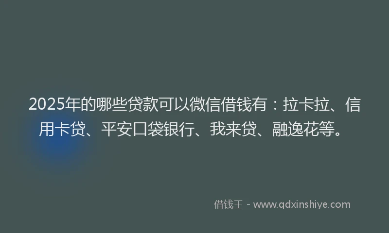 2025年的哪些贷款可以微信借钱有：拉卡拉、信用卡贷、平安口袋银行、我来贷、融逸花等。
