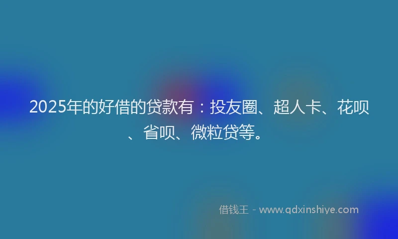 2025年的好借的贷款有：投友圈、超人卡、花呗、省呗、微粒贷等。