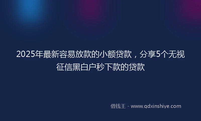 2025年最新容易放款的小额贷款，分享5个无视征信黑白户秒下款的贷款