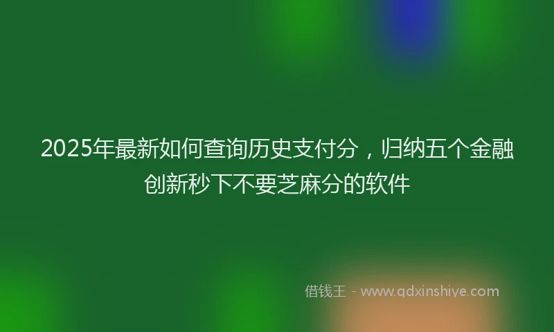 2025年最新如何查询历史支付分，归纳五个金融创新秒下不要芝麻分的软件