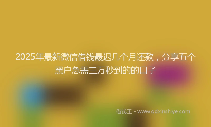 2025年最新微信借钱最迟几个月还款，分享五个黑户急需三万秒到的的口子