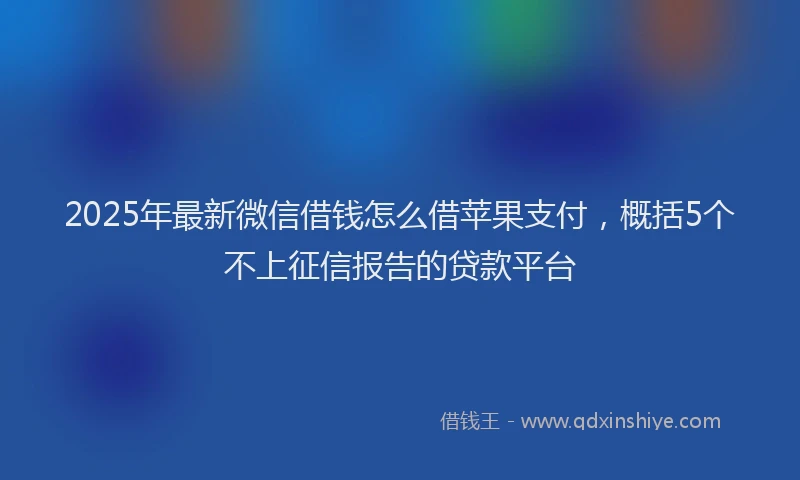 2025年最新微信借钱怎么借苹果支付，概括5个不上征信报告的贷款平台