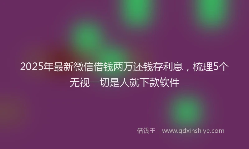 2025年最新微信借钱两万还钱存利息，梳理5个无视一切是人就下款软件