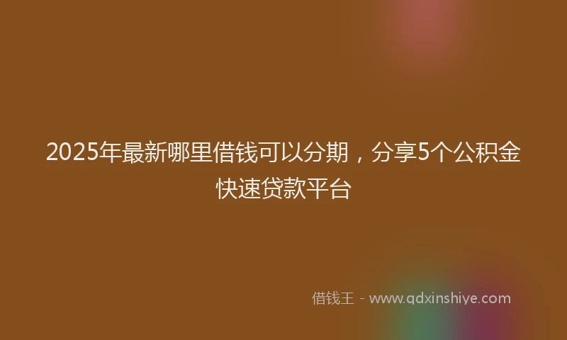 2025年最新哪里借钱可以分期，分享5个公积金快速贷款平台