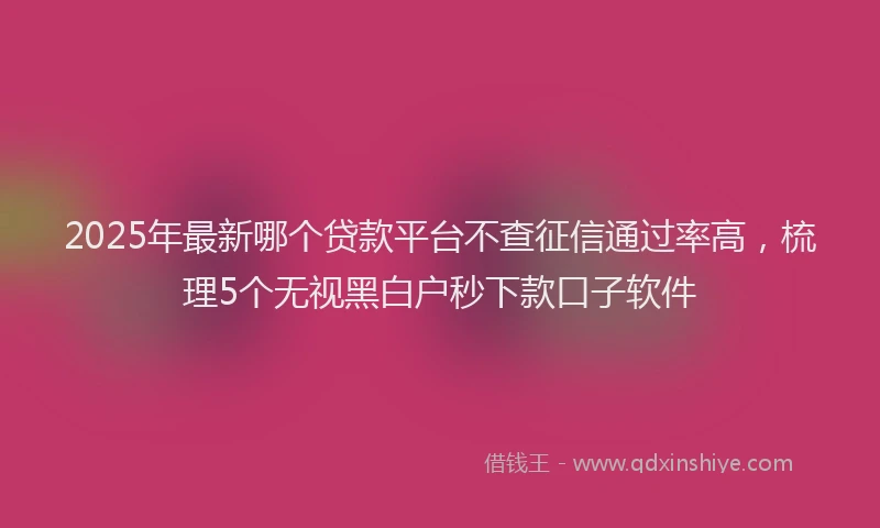 2025年最新哪个贷款平台不查征信通过率高，梳理5个无视黑白户秒下款口子软件