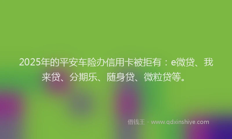 2025年的平安车险办信用卡被拒有：e微贷、我来贷、分期乐、随身贷、微粒贷等。