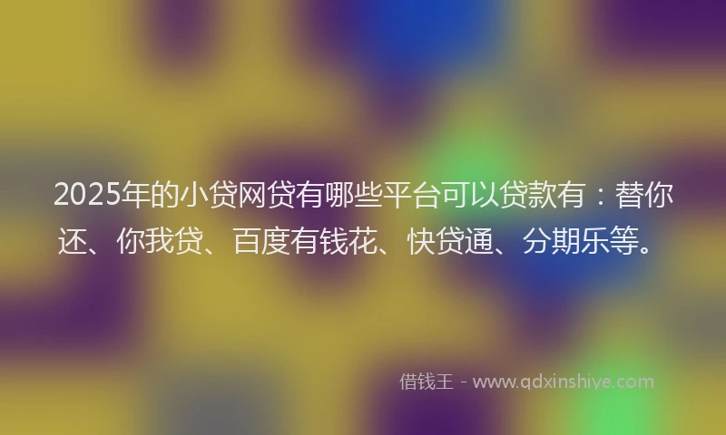 2025年的小贷网贷有哪些平台可以贷款有：替你还、你我贷、百度有钱花、快贷通、分期乐等。